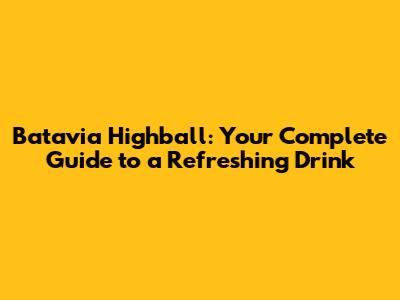 Batavia Highball: Your Complete Guide to a Refreshing Drink