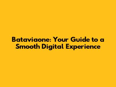Bataviaone: Your Guide to a Smooth Digital Experience