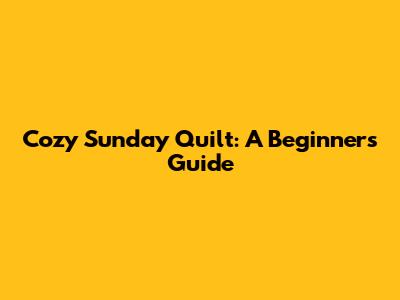 Cozy Sunday Quilt: A Beginner's Guide