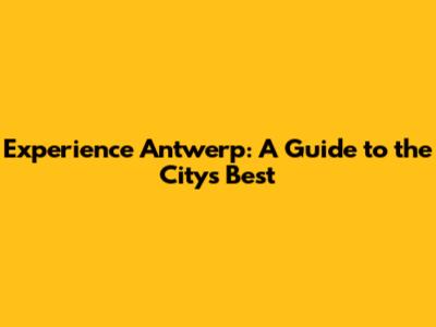 Experience Antwerp: A Guide to the City's Best