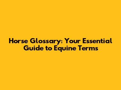 Horse Glossary: Your Essential Guide to Equine Terms