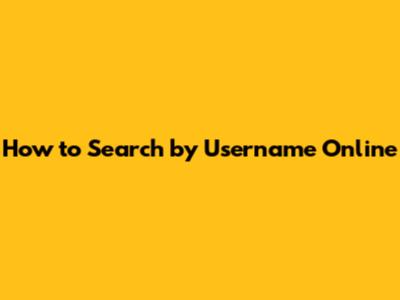 How to Search by Username Online