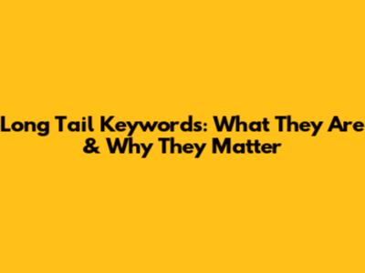 Long Tail Keywords: What They Are & Why They Matter