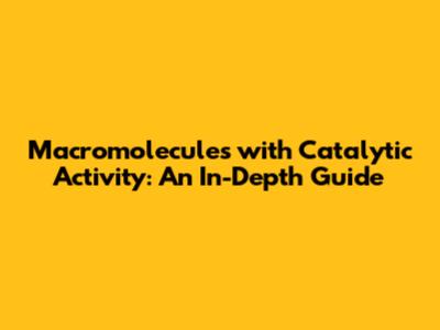 Macromolecules with Catalytic Activity: An In-Depth Guide