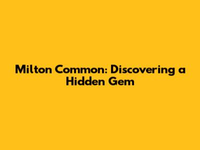 Milton Common: Discovering a Hidden Gem