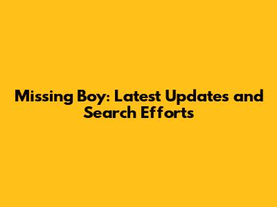 Missing Boy: Latest Updates and Search Efforts