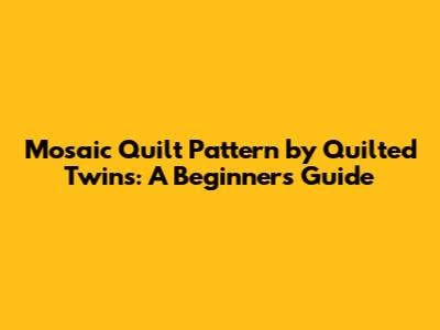 Mosaic Quilt Pattern by Quilted Twins: A Beginner's Guide