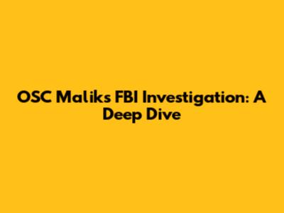 OSC Malik's FBI Investigation: A Deep Dive
