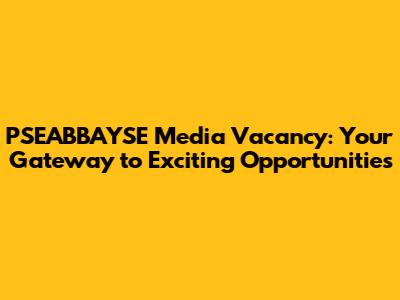PSEABBAYSE Media Vacancy: Your Gateway to Exciting Opportunities