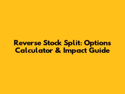 Reverse Stock Split: Options Calculator & Impact Guide