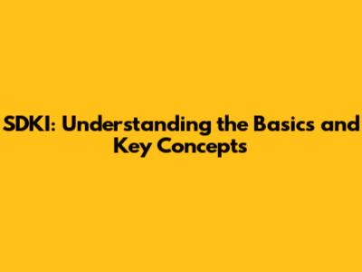 SDKI: Understanding the Basics and Key Concepts