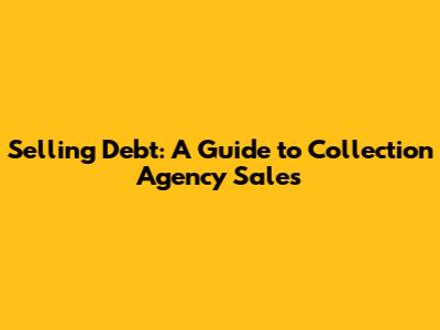 Selling Debt: A Guide to Collection Agency Sales
