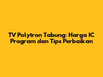 TV Polytron Tabung: Harga IC Program dan Tips Perbaikan