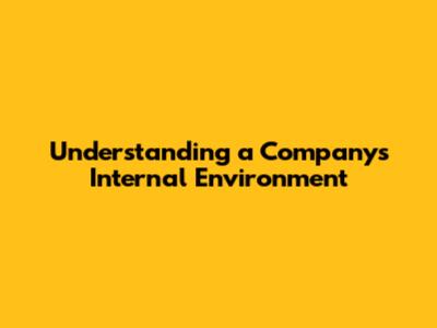 Understanding a Company's Internal Environment
