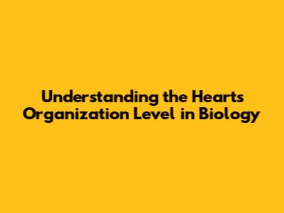 Understanding the Heart's Organization Level in Biology