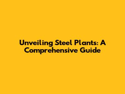Unveiling Steel Plants: A Comprehensive Guide