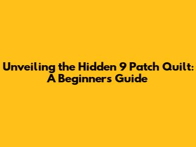 Unveiling the Hidden 9 Patch Quilt: A Beginner's Guide
