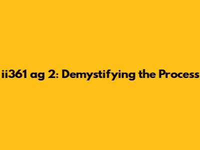 ii361 ag 2: Demystifying the Process